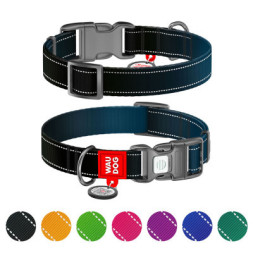 Нашийник для тварин WAUDOG Nylon Mono з QR паспортом, пластиковий фастекс XL чорний (52161)