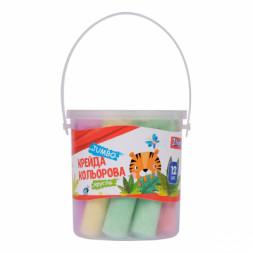 Крейда 1 вересня кольорова 12 шт. JUMBO у відрі &quot;Zoo Land&quot; (400441)