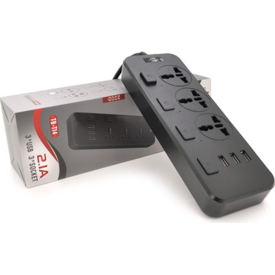 Мережевий фільтр живлення Voltronic TВ-Т14, 3роз, 3*USB Black (ТВ-Т14-Black)