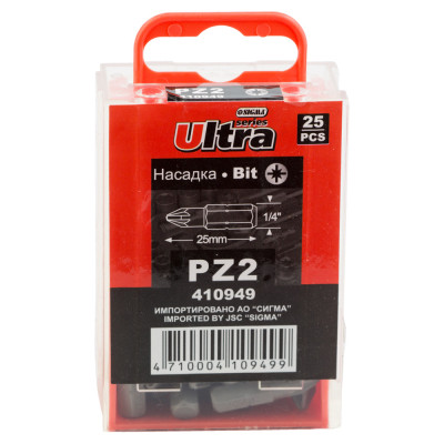 Набір біт Ultra PZ2x25мм 1/4&quot; 25шт S2 (4010502)