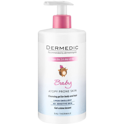 Дитячий гель для душу Dermedic Baby Linum Emollient Кремоподібний 2 в 1 з 1-го дня життя 500 мл (5901643176808)