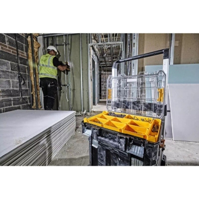 Ящик для інструментів DeWALT TSTAK, прозора кришка, 10 чашок, IP54 (DWST82968-1)