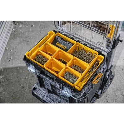 Ящик для інструментів DeWALT TSTAK, прозора кришка, 10 чашок, IP54 (DWST82968-1)