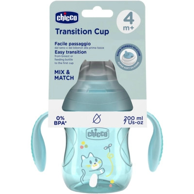 Поїльник-непроливайка Chicco Transition Cup 200 мл. від 4 місяців (блакитна) (06911.25)