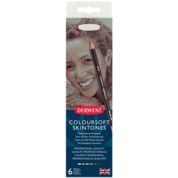 Олівці кольорові Derwent Coloursoft, Тілесні відтінки 6 кол в метал. короб (5028252101943)