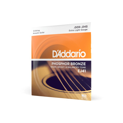 Струни для гітари D&#039;Addario Phosphor Bronze 12-String Extra Light (09-45) (EJ41)