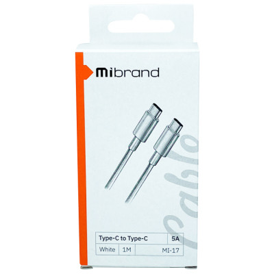 Дата кабель USB-C to USB-C 1.0m MI-17 5A Lightning White Mibrand (MIDC/17TTW)