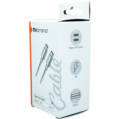 Дата кабель USB-C to USB-C 1.0m MI-17 5A Lightning White Mibrand (MIDC/17TTW)