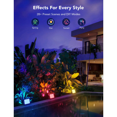 Світильник Govee H7060 LED Smart Flood Lights, 4pcs, RGBICWW, Wi-Fi/Bluetooth, Black (H7060311)