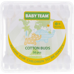 Ватні палички Baby Team з обмежувачем, 56 шт (0100)