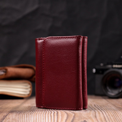 Гаманець ST Leather З натуральної шкіри Бордовий (19479)