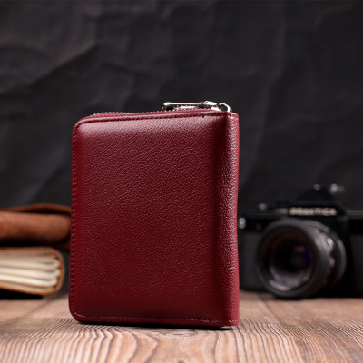 Гаманець ST Leather З натуральної шкіри Бордовий (19487)