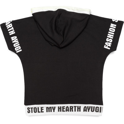 Футболка дитяча A-Yugi з капюшоном (7018-152G-black)