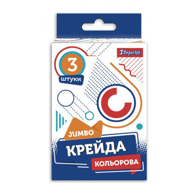 Крейда 1 вересня кольорова 3 шт, JUMBO &quot;Geometry&quot; (400406)