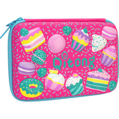 Пенал Cool For School з тисненням 1 відділення Фуксія (QT-3993-Rosered)