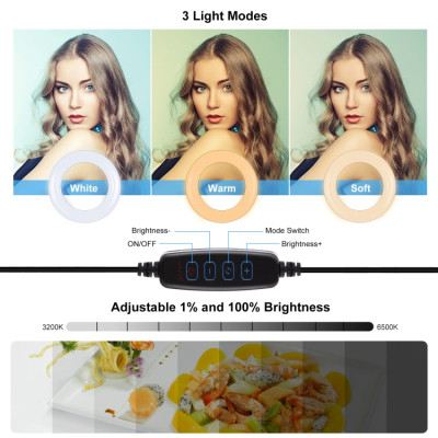 Набір блогера Puluz Ring USB LED lamp PKT3126B 10.2&quot; + зажим (PKT3126B)