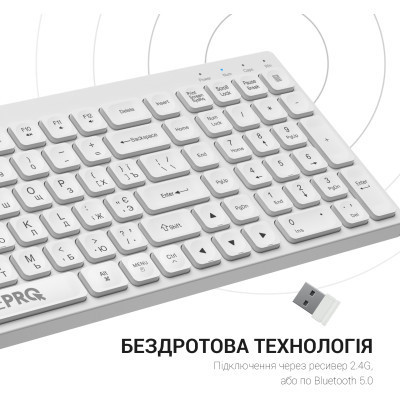 Клавіатура OfficePro SK985W Wireless/Bluetooth White (SK985W)