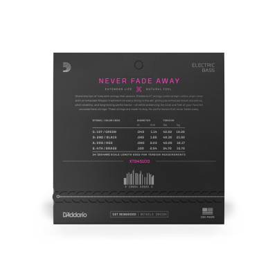 Струни для гітари D&#039;Addario XT Bass Nickel Plated Steel Regular Light (45-100) (XTB45100)