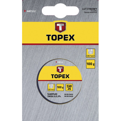 Припой для пайки Topex оловянный 60%Sn, проволока 0.7 мм,100 г (44E512)