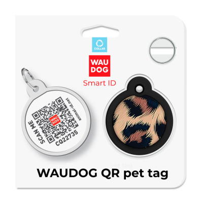 Адресник для тварин WAUDOG Smart ID з QR паспортом &quot;Леопард&quot;, коло 30 мм (230-4066)