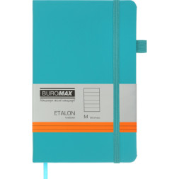 Книга записна Buromax Etalon 125x195 мм 96 аркушів в лінію обкладинка зі штучної шкіри Бірюзова (BM.291260-06)