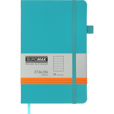 Книга записна Buromax Etalon 125x195 мм 96 аркушів в лінію обкладинка зі штучної шкіри Бірюзова (BM.291260-06)