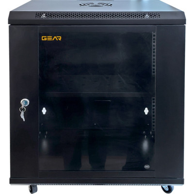 Шафа настінна GEAR 12U 19&#039;&#039; 600x600x600 мм, + полка 19&quot;, black (GWMSN-12U-600-600)