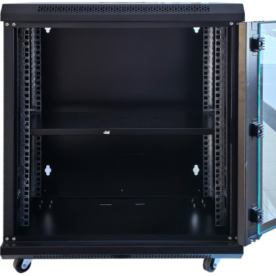 Шафа настінна GEAR 12U 19&#039;&#039; 600x600x600 мм, + полка 19&quot;, black (GWMSN-12U-600-600)