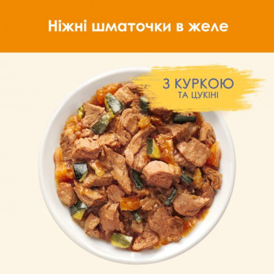 Вологий корм для кішок Purina Cat Chow Adult з куркою і кабачками в желе 85г (7613036595049)