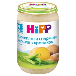 Дитяче пюре HiPP Картопля і спаржева квасоля з кроликом, 220 г (9062300131564)