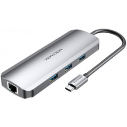 Концентратор Vention USB3.1 Type-C --&gt; HDMI/USB 3.0x3/RJ45/SD/TF/TRRS 3.5mm/PD 10 (TOLHB)