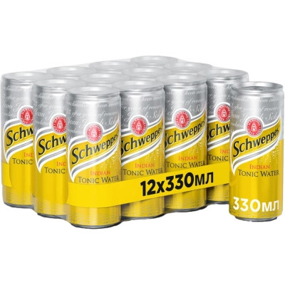 Напій Schweppes Indian Tonic Безалкогольний сильногазований 330 мл (5449000046390)