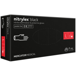 Медичні рукавички Mercator Medical Nitrylex Black Нітрилові Неопудрені діагностичні Розмір L 100 шт. Чорні (3.1019) (5906615004462)