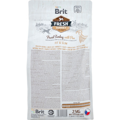 Сухий корм для собак Brit Fresh Turkey/Pea Light Fit and Slim Adult 2.5 кг (8595602530809)