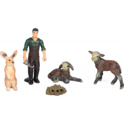 Фігурка Kids Team набір Ферма фермер, кролик, два ягнятка (Q9899-T7_2)