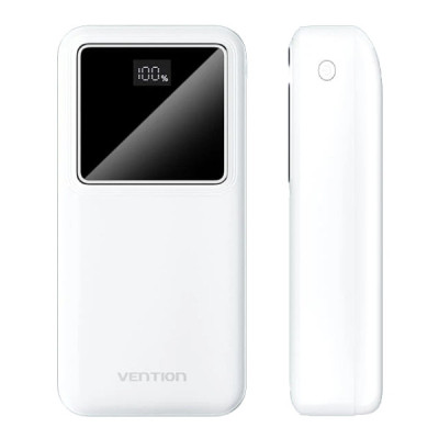 Батарея універсальна Vention 30000mAh 22.5W 3A, PD, QC/3.0, LED Display, White (FHMW0)