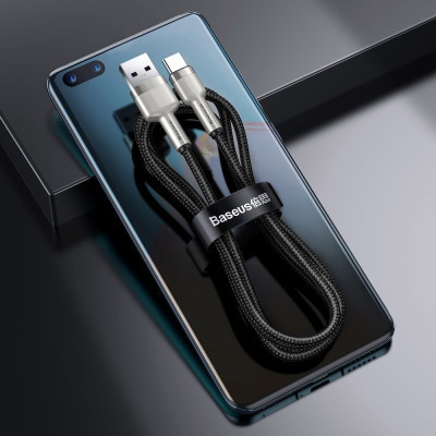 Дата кабель USB 3.1 AM to Type-C 0.25m CAKF 6.0A 66W Cafule Series Metal Data Cable Black Baseus (CAKF000001)
