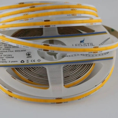 Світлодіодна стрічка LED-STIL 2700K 10 Вт/м COB 320 діодів IP33 24 Вольта 850 lm тепле світло (UC27-24-320-8-90)