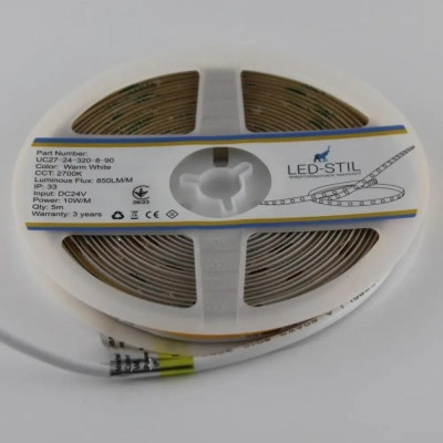 Світлодіодна стрічка LED-STIL 2700K 10 Вт/м COB 320 діодів IP33 24 Вольта 850 lm тепле світло (UC27-24-320-8-90)