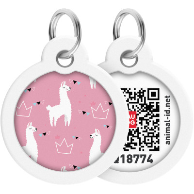Адресник для тварин WAUDOG Smart ID з QR паспортом &quot;Лами&quot;, круг 30 мм (230-0217)