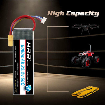 Акумулятор для дрона HRB_ Lipo 6s 22.2V 5000mAh 50C XT60 (HR-5000MAH-6S-50C-XT60)