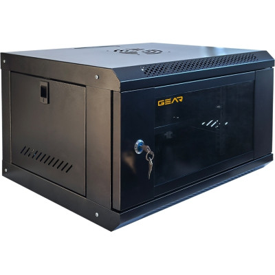 Шафа настінна GEAR 6U 19&#039;&#039; 600x600x300 мм, + полка 19&quot;, black (GWMSN-6U-600-600)