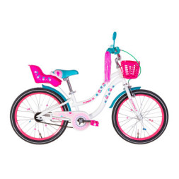 Велосипед Formula Flower Premium 20&quot; 10&quot; St 2024 Білий з рожевим та бірюзовим (OPS-FRK-20-214)