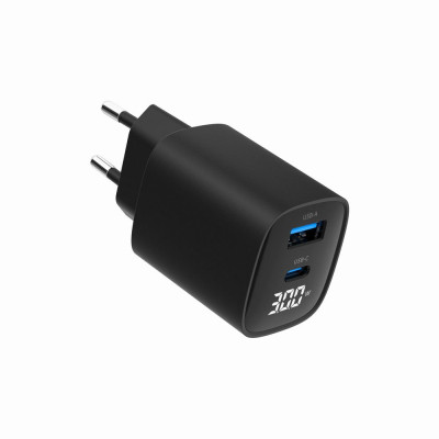 Зарядний пристрій Gembird 1xUSB-A (QC3.0 18W) + 1 Type-C (PD20W) LCD black (TA-UC-PDQC30LCD-BK-01)