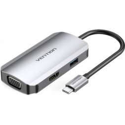 Концентратор Vention USB3.1 Type-C --&gt; HDMI/VGA/USB 3.0/PD 100W Hub 4-in-1 (TOAHB)