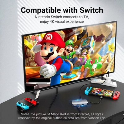 Концентратор Vention USB3.1 Type-C --&gt; HDMI/VGA/USB 3.0/PD 100W Hub 4-in-1 (TOAHB)