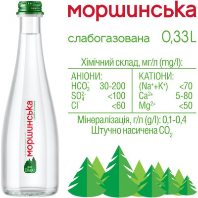 Мінеральна вода Моршинська Преміум 0.33 сл/газ скл. (4820017000598)