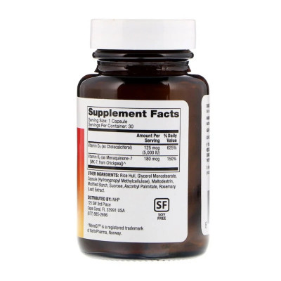 Вітамін Dr. Mercola Вітаміни D3 і K2, Vitamins D3 &amp; K2, 30 капсул (MCL-01691)
