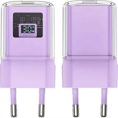 Зарядний пристрій Acefast 1xUSB-C 30W Gan A53 Fast Charger alfalfa purple (6974316282365)