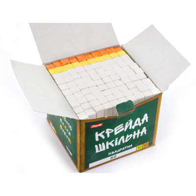 Крейда 1 вересня біла+кольорова квадратна 12х12мм, 100 шт &quot;Шкільний&quot; (400147)